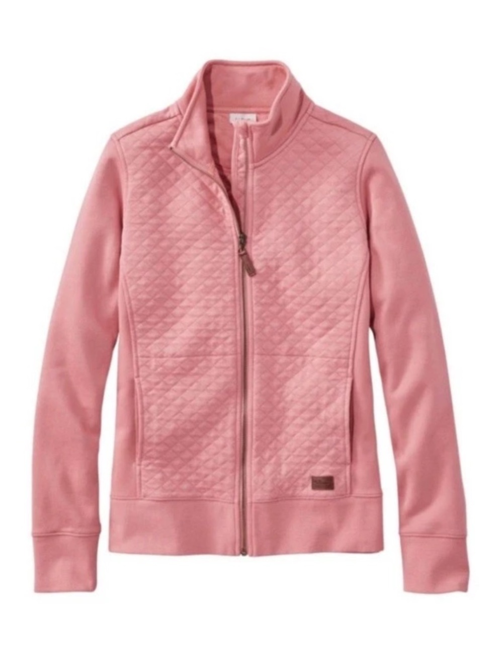 LL Bean Women’s Quilted Full Zip Sweatshirt Shacket Rose Wash Light Pink Small T